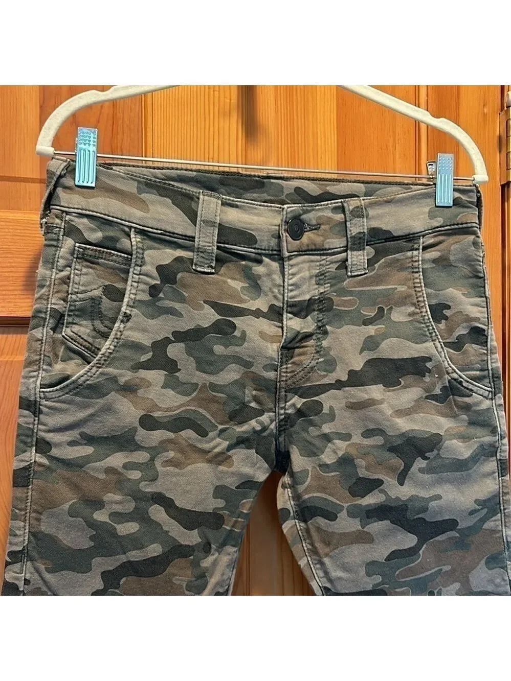 True Religion Men's Army Green Camo Finn Slim Tapered Adjustable Waist Jeans 29